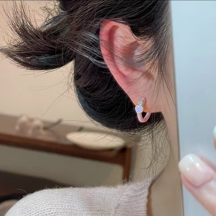 Wholesale New minimalist pink earrings with enamel drip oil circular earrings, compact and versatile, gentle and elegant