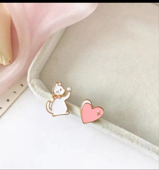 Wholesale Silver Needle Cartoon Cute Asymmetric Cute Earrings