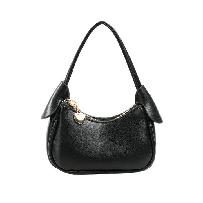 Wholesale Korean Style Solid Color PU Children' s Handbag with Heart Zipper Pull Cute Casual Accessory