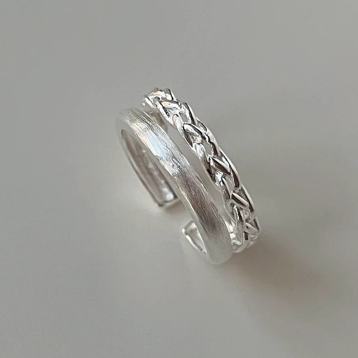 Wholesale Double layer brushed ring with adjustable opening, niche design, light luxury, fashionable, high-end feeling, new ring product