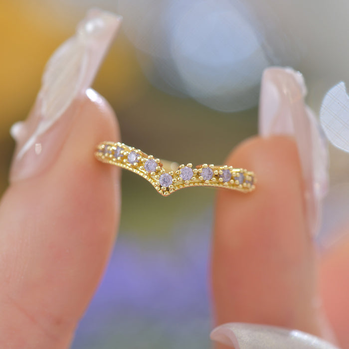 Wholesale Light Luxury Original Design Zircon Purple Zircon Ring Set with Adjustable Opening