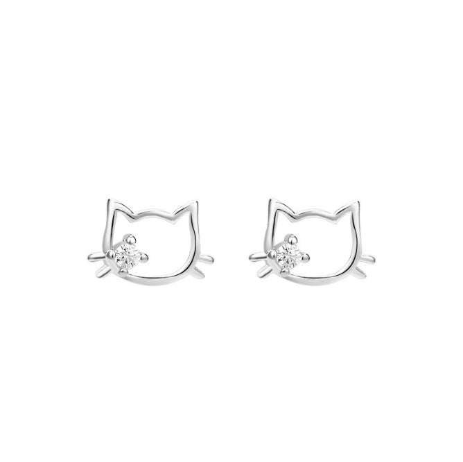 Wholesale s925 Silver Cute Cat Simple Earrings JDC-ES- XiangDuan005