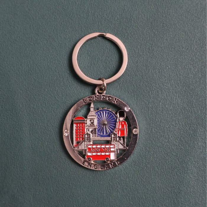 Wholesale Diamond studded keychain, architectural figure, dripping oil, colored pendant, jewelry, souvenir