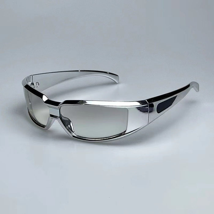 Wholesale cool square reflective silver frame sunglasses