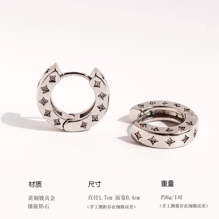 Wholesale Zircon round earrings are fashionable, niche, light luxury earrings, trendy ear buckles