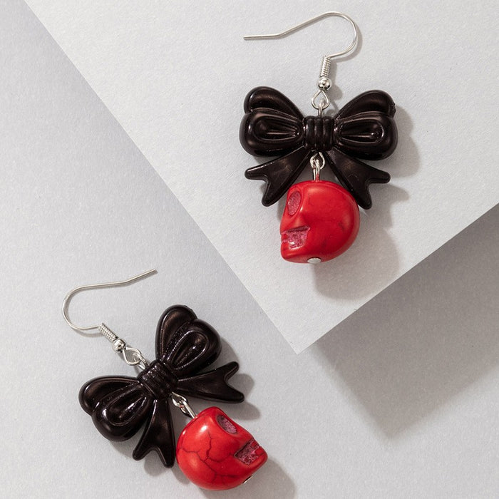 Wholesale Skull Bow Earrings Alloy Spray Paint Fashion Accessory MOQ≥2