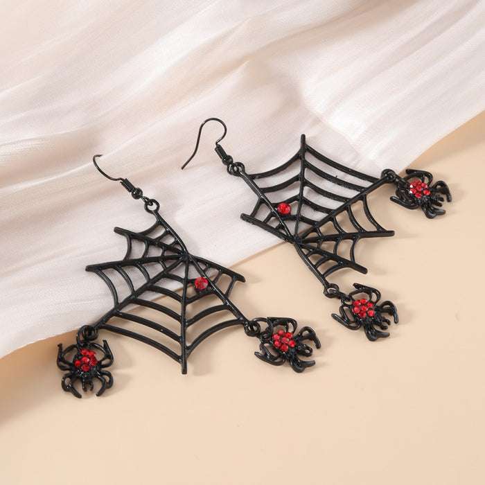 Wholesale Halloween Nightclub Diamond-encrusted Spider Web Earrings Women's Earrings