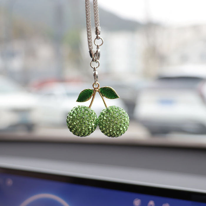 Wholesale Crystal Cherry Strawberry Car Charm Pendant Trendy Car Key Accessory