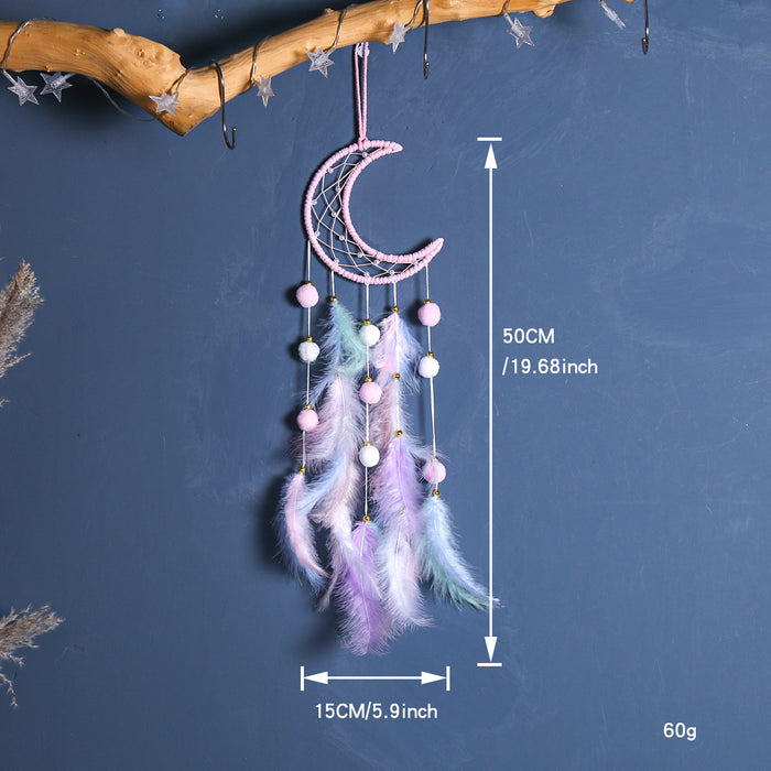 Wholesale Trendy Handmade Dreamcatcher Pendant with Feathers Iron Frame Bag Charm