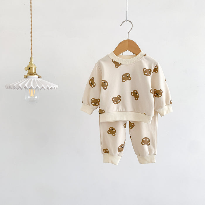 Wholesale Cotton Round Neck Bear Cartoon Sweatshirt Children's Suit JDC-CTS-WeiNiS009