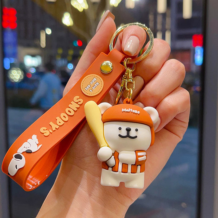 Wholesale PVC Cartoon Line Puppy Badminton Keychain Bag Charm Gift