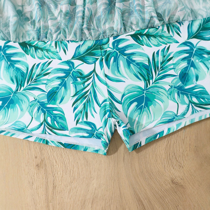 Wholesale New children's split swimsuit with suspender, gauze skirt, flat angle pants, fake two-piece swimsuit