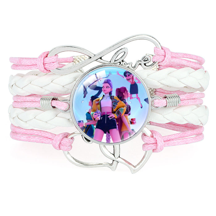 Wholesale KPOP Multi-layered Color-blocked Anime Character Crystal Bracelet