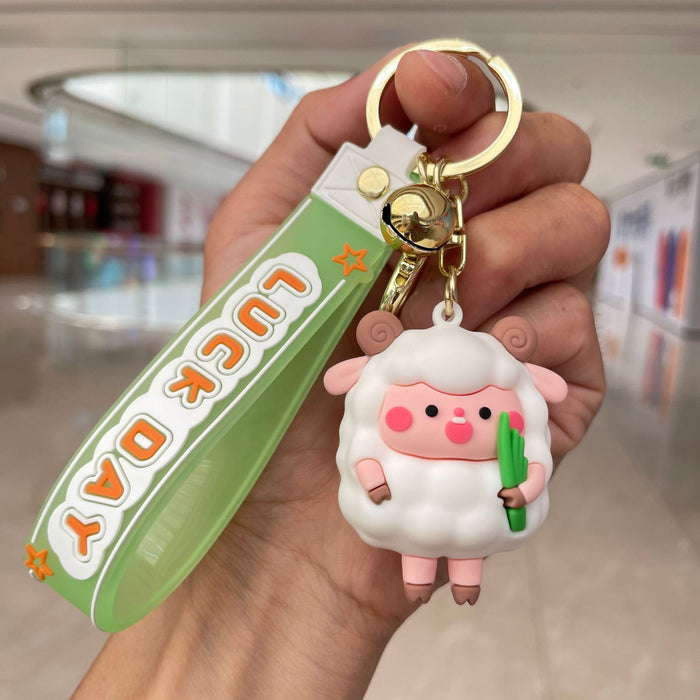 Wholesale Keychain couple exquisite cartoon backpack pendant car keychain claw doll machine small gift wholesale