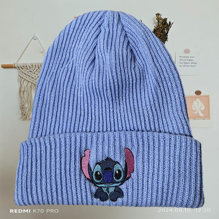 Wholesale Cute cartoon embroidered knitted hat wool hat autumn and winter warm hat cute pullover hat