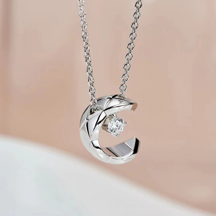 Wholesale Diamond Moon Silver Necklace JDC-NE-XiaoFX001