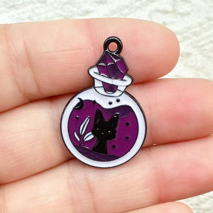 Wholesale 10pcs Dopamine Moon Tarot Alloy Resin Cat DIY Pendant Earrings Necklace Accessories Charm