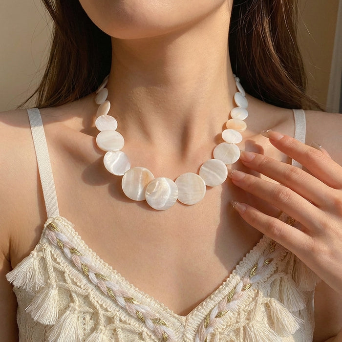 Wholesale Geometric Shell Pendant Necklace Summer Beach Style Layering Jewelry