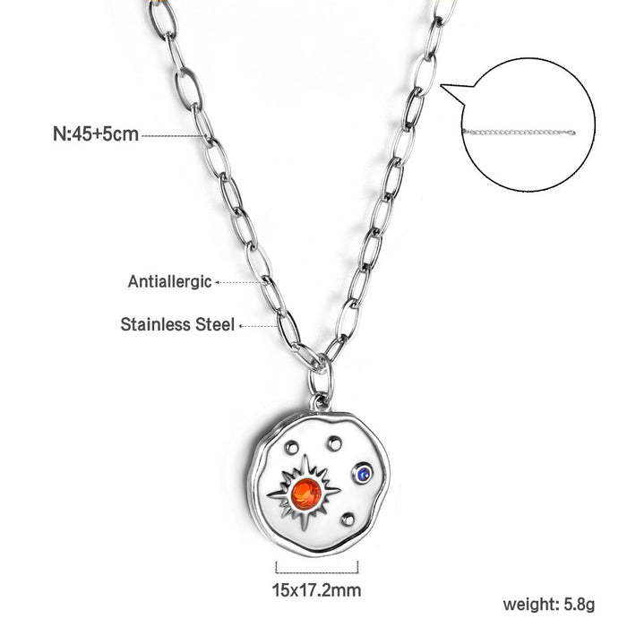 Wholesale Retro Necklace Metallic Geometric Square Pendant Collarbone Chain Necklace