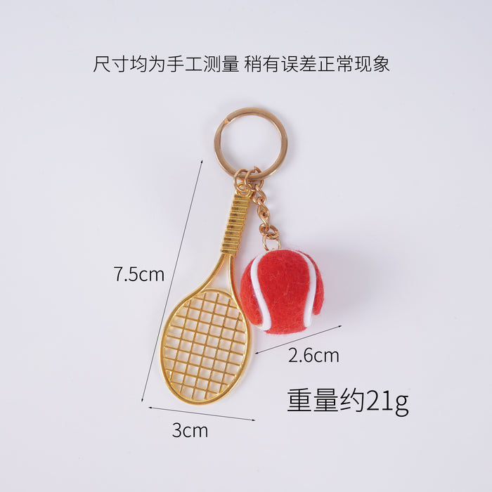 Wholesale Metal Tennis Racket Keychain Pendant Silver Blue Modern Minimalist Fashion Accessory MOQ≥2