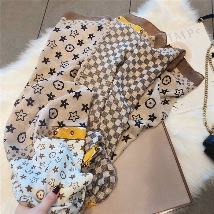 Wholesale Star Grid Scarf for Women's Winter Luxury Scarf with Versatile Temperament and Checkered Grid Shawl JDC-SF-MC003