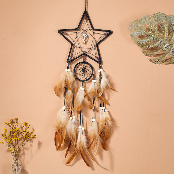 Wholesale Sun, Moon and Stars Indian Style Feather Wind Chime Dream Catcher JDC-DC-ZH029