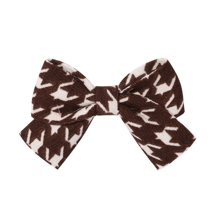 Wholesale Polyester Milk Pattern Fabric Bow Hairpin JDC-HC-Xiane016