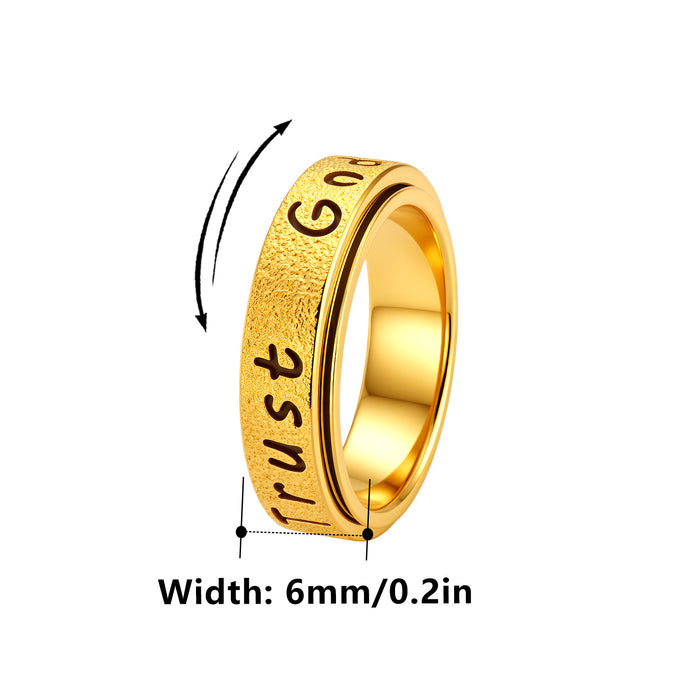 Wholesale Gold Plated Rotatable Engraved Stainless Steel Inspirational Ring