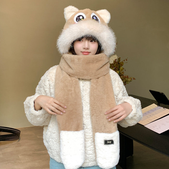 Wholesale Cute cartoon panda hat f and gloves all in one