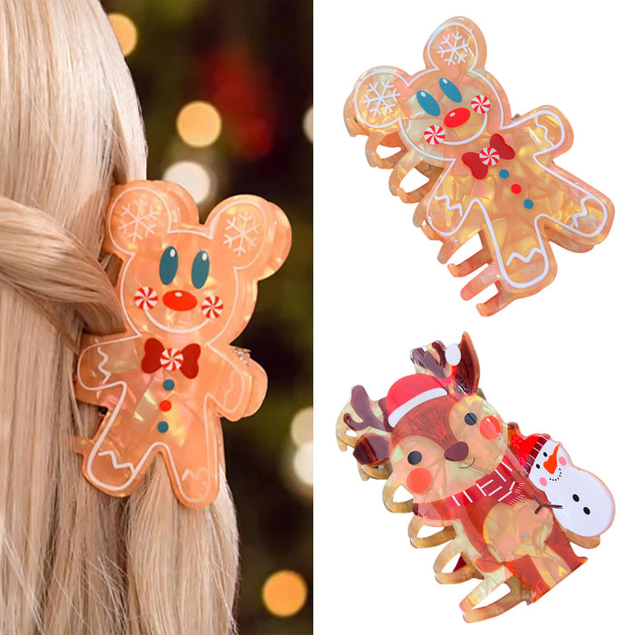 Wholesale Christmas Series Gripper Gingerbread Hairpin Elk Snowman Shark Clip Santa Hair Accessories