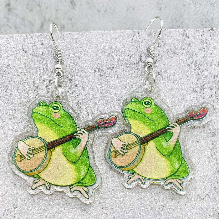 Wholesale Cartoon Cute Mushroom Frog Balloon Printed Pendant Acrylic Earrings JDC-ES-Chengy036