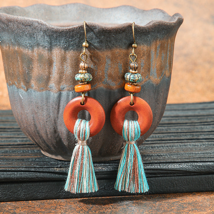 Wholesale 2pcs retro ethnic geometric turquoise earrings