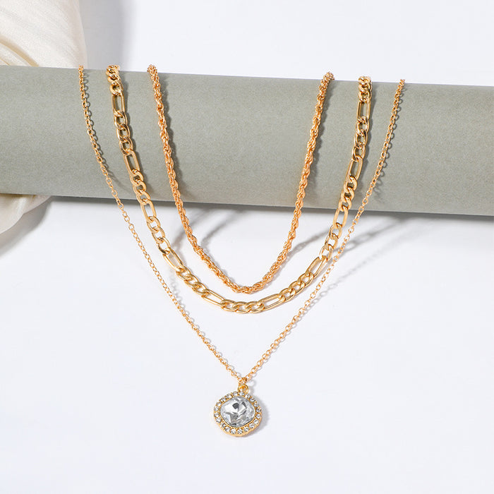 Wholesale New gold-plated crystal pendant necklace, fashionable butterfly sweater chain, light luxury style collarbone chain