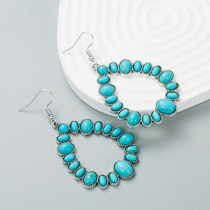 Wholesale Alloy Color Turquoise Geometric Earrings JDC-ES-HM012