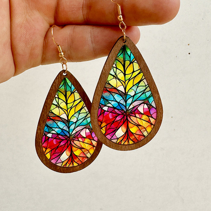 Wholesale Trendy Acrylic Water Drop Earrings Church Color Print Translucent Jewelry Accessory