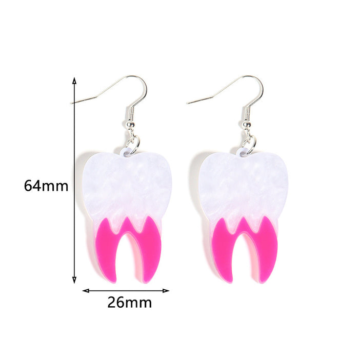 Wholesale Acrylic Halloween Colorful Stitching Teeth Earrings JDC-ES-Zhanh003