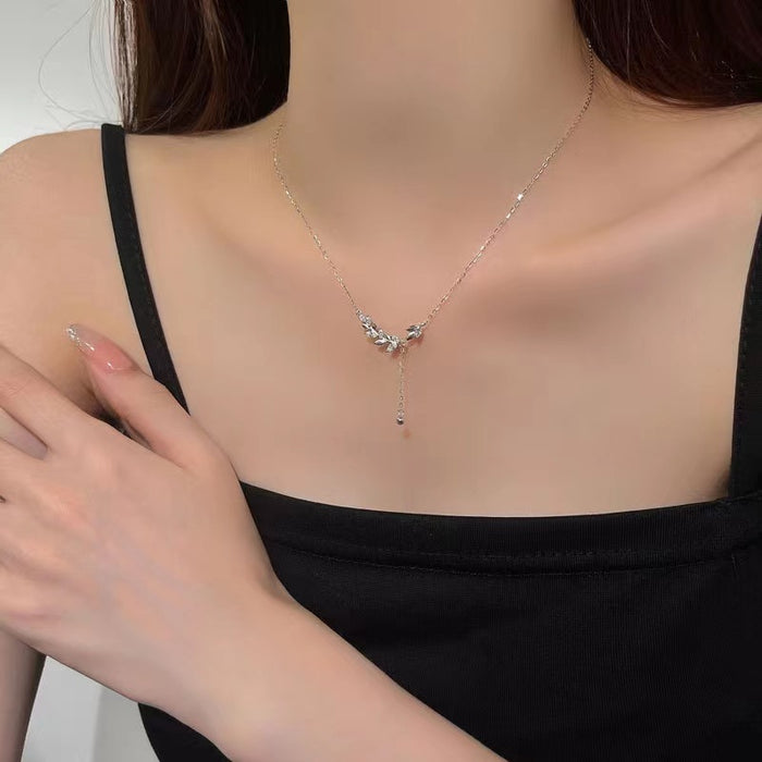 Wholesale Titanium steel necklace, tassel collarbone chain, simple temperament, niche, light luxury design