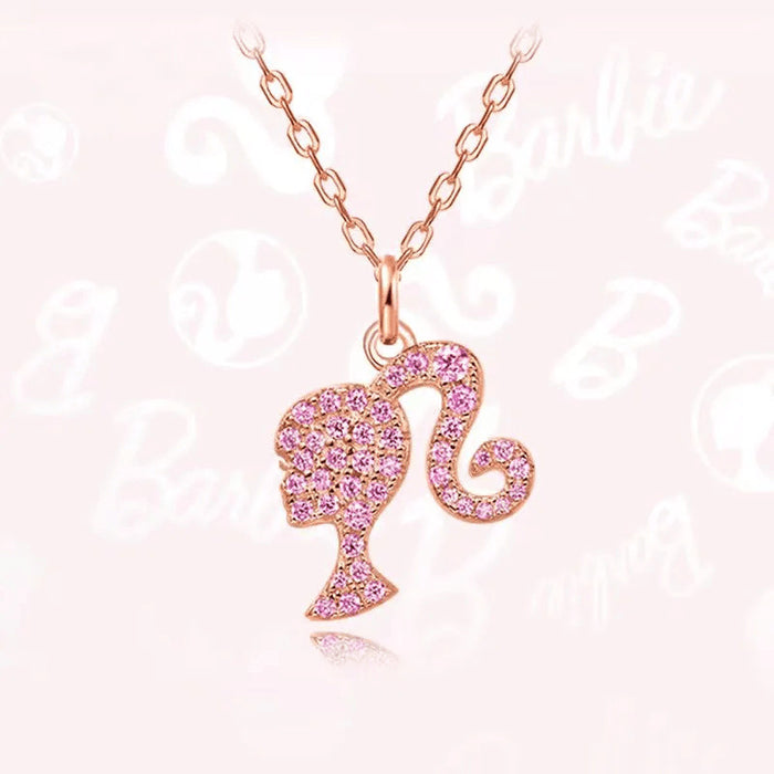 Wholesale Cartoon Cute Pink Full Diamond Dripping Glue Necklace JDC-NE-jinmiao004