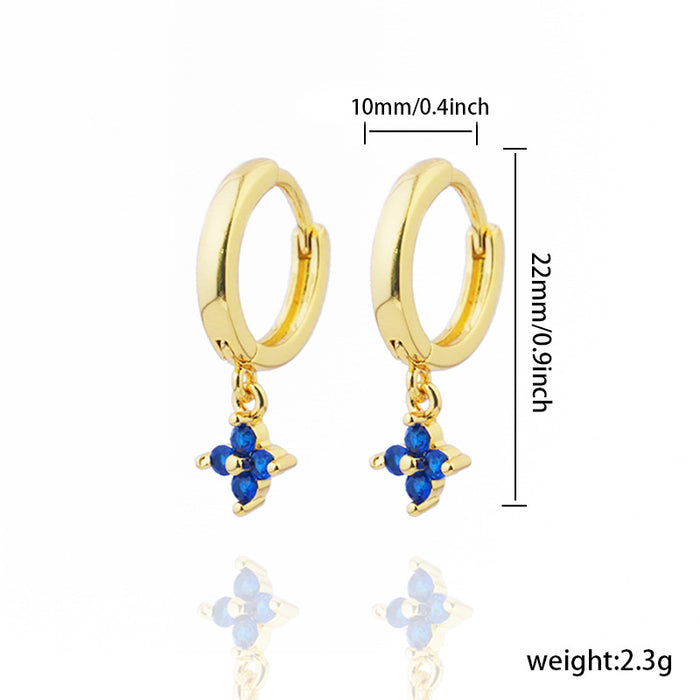 Wholesale Diamond inlaid clover earrings with geometric flowers, fashionable and versatile earrings wholesale