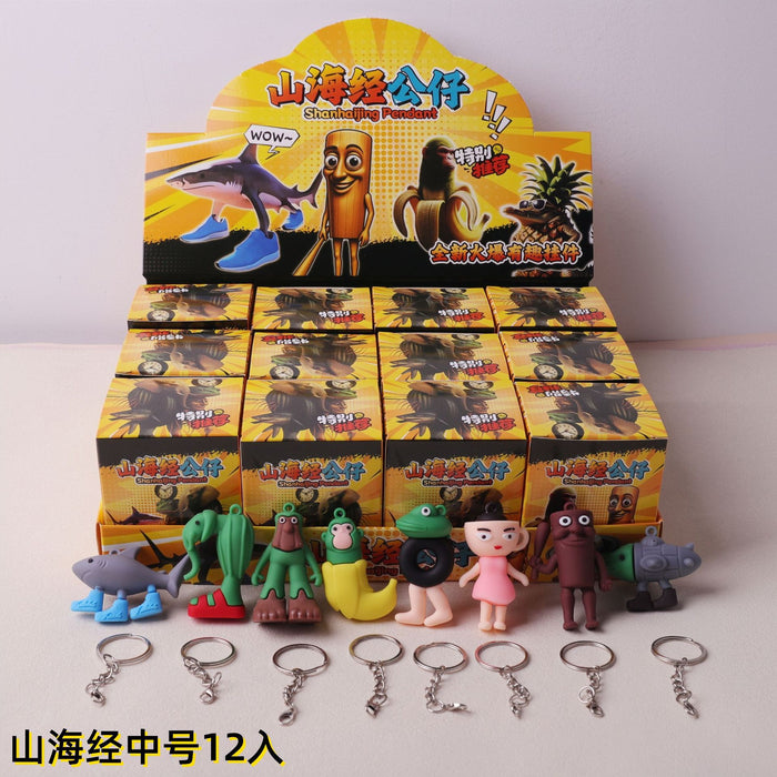 Wholesale Keychain Pendant Abstract Funny Wooden Stick People' s PVC Pendant