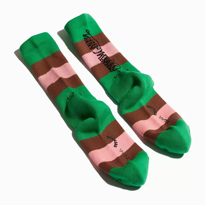 Wholesale Minority men's socks, color blocked striped couple socks, letter street women's socks, mid tube cotton socks