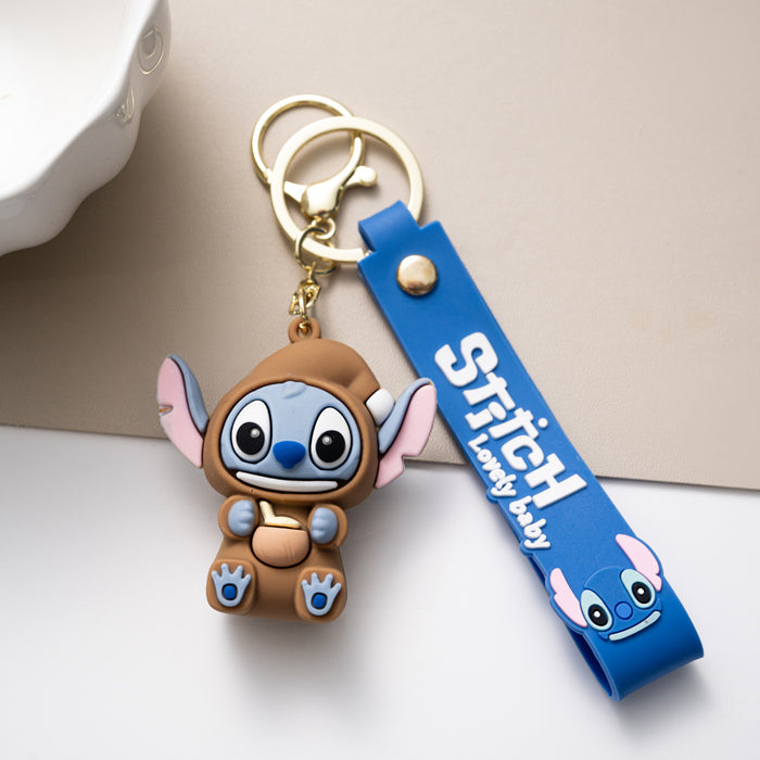 Wholesale Cute cartoon silicone keychains in various colors.