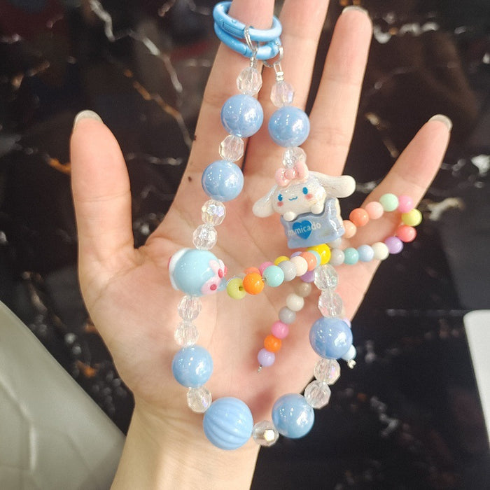 Wholesale Cartoon Cute Beaded Mobile Phone Chain Fashion Keychain Bow Bag Pendant
