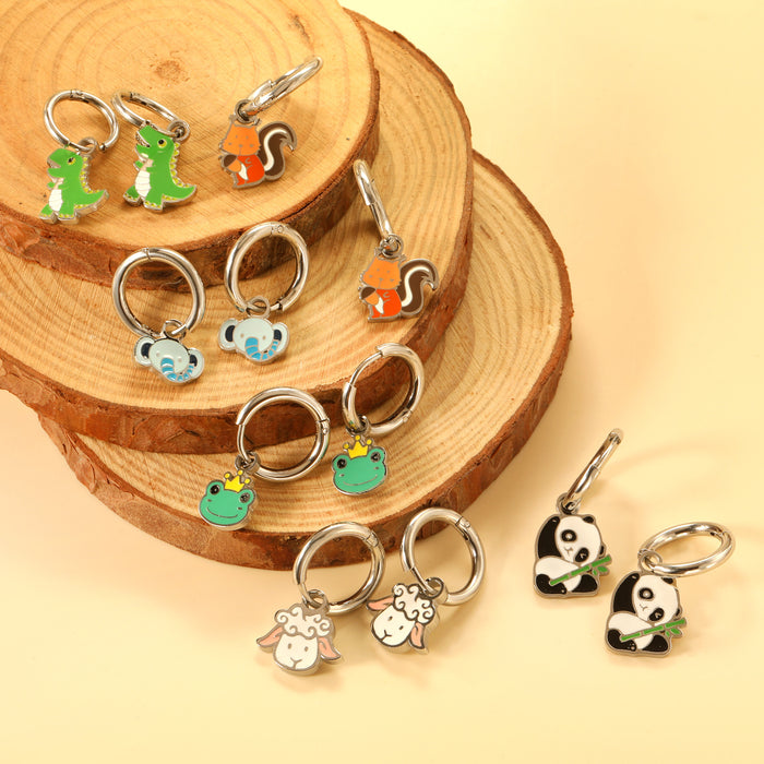 Wholesale Earrings cute animal funny frog panda stainless steel earrings