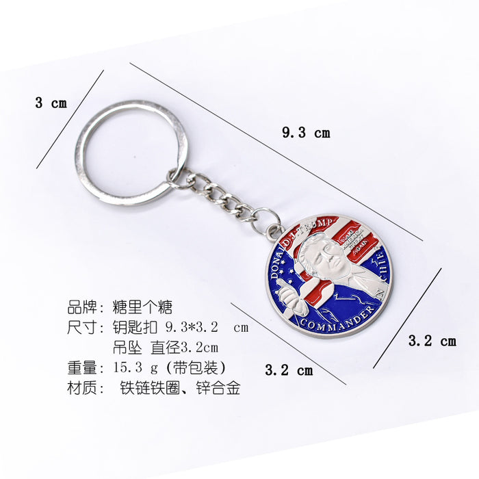 Wholesale English Letters Red White and Blue Flag Independence Day Zinc Alloy Keychain JDC-KC-TianG031