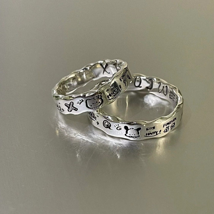 Wholesale Wavy Edge Ring for Women Versatile Exquisite Dog Couple Ring