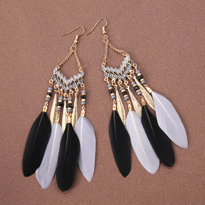 Wholesale Alloy Bohemian Feather Earrings JDC-ES-Gumi010