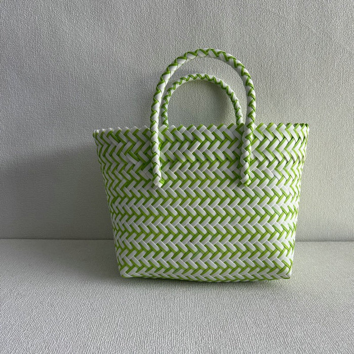 Wholesale Hand-Woven Handbag Large Capacity Plastic Woven Basket Small Square Bag Accompanying Gift Bag Simple Portable All-Match Women's Bag