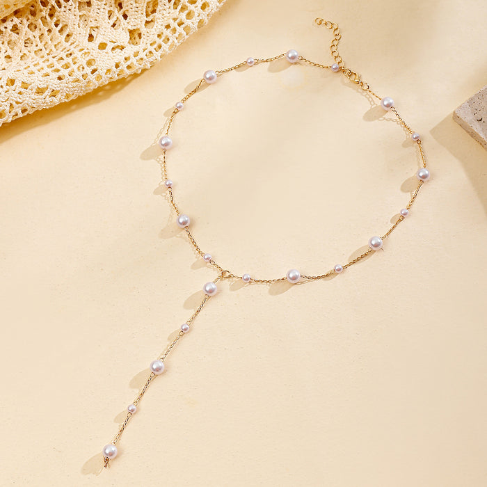 Wholesale pearl necklace all-match light luxury tassel sweater chain fashion necklace for women