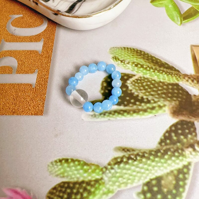 Wholesale Strong light freshwater pearl ring, retro red agate index finger ring, elastic rope ring, stackable ring